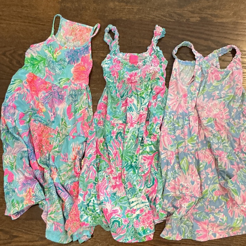 Floral Kids Dress Set - Pink, Green, Blue